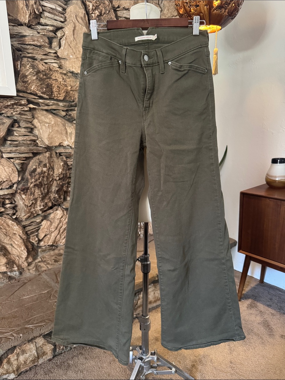 Levi’s 318 Shaping Olive Green Wide-Leg Women's Jeans - 30 - 32
